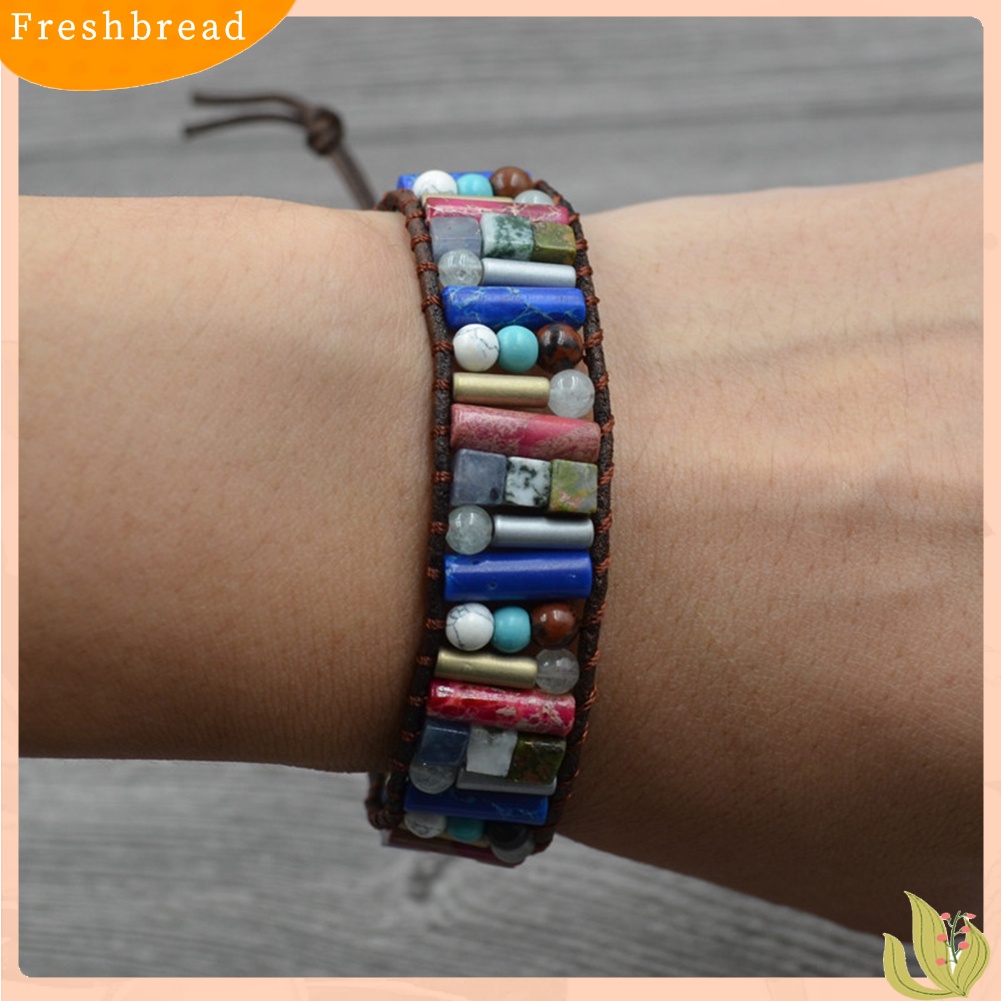 &lt; Freshbread &gt; Boho Wanita Multicolor Multilayer Kulit Imitasi Menenun Permata Manik-Manik Gelang Perhiasan