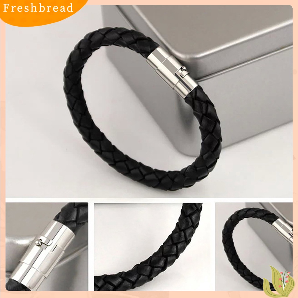 &lt; Freshbread &gt; Gelang Dikepang Dengan ic Gesper Kulit Imitasi Serbaguna Pria Tangan Rantai Untuk Anniversary