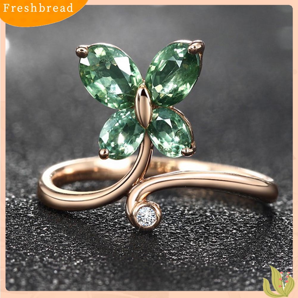 &lt; Freshbread &gt; Elegan Pernikahan Wanita Kupu-Kupu Marquise Cut Berlian Imitasi Jari Cincin Perhiasan Hadiah