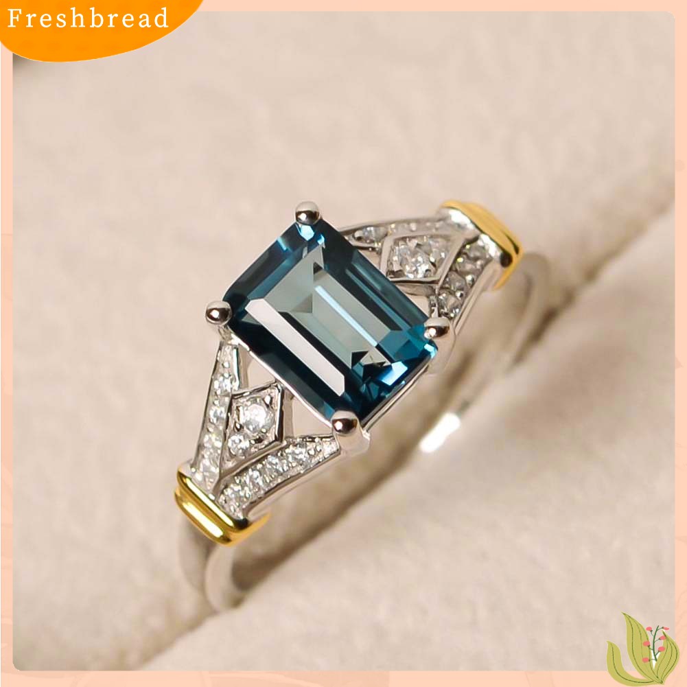 &lt; Freshbread &gt; Fashion Persegi Panjang Kubik Zirkon Berlian Imitasi Cincin Pengantin Pernikahan Pertunangan Perhiasan