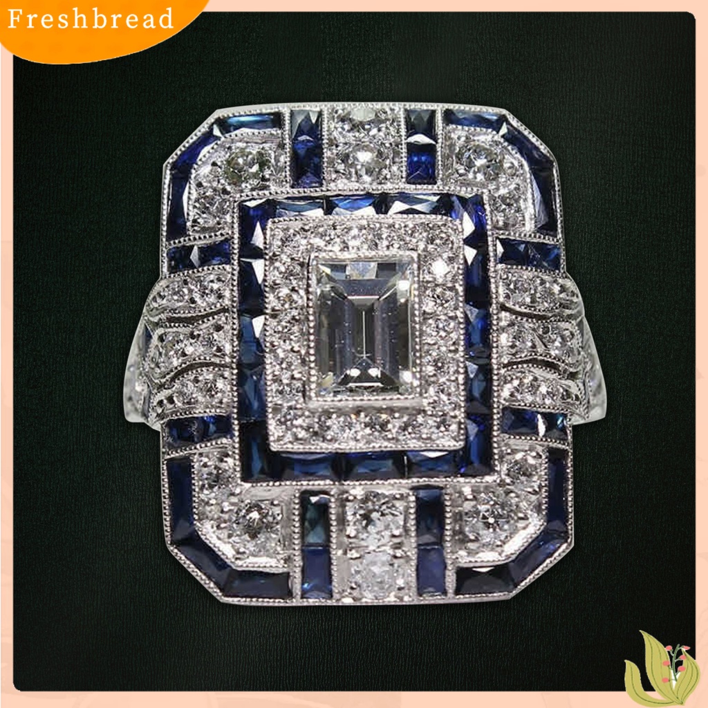 &lt; Freshbread &gt; Wanita Circlet Berlian Imitasi Hias Indah Ringan Cincin Jari Gaya Etik Untuk Pertunangan