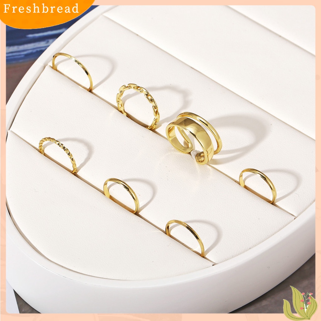 &lt; Freshbread &gt; 7pcs/Set Cincin Jari Lady Rantai Indah Sederhana Set Cincin Buku Jari Halus Untuk Hadiah