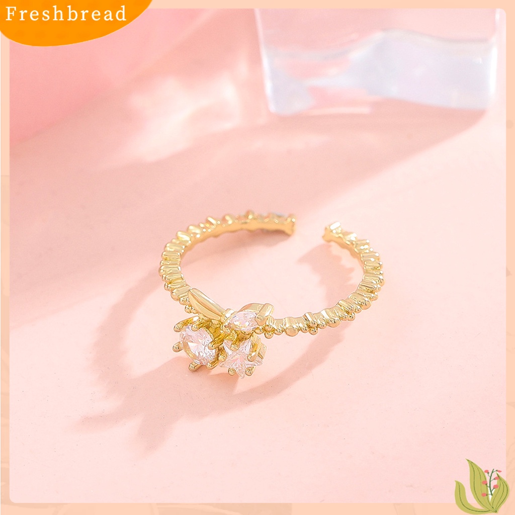 &lt; Freshbread &gt; Wanita Cincin Pembukaan Temperamen Yang Dapat Disesuaikan Tidak Rata Geometris Berlian Imitasi Cherry Bintang Jari Cincin Fashion Perhiasan