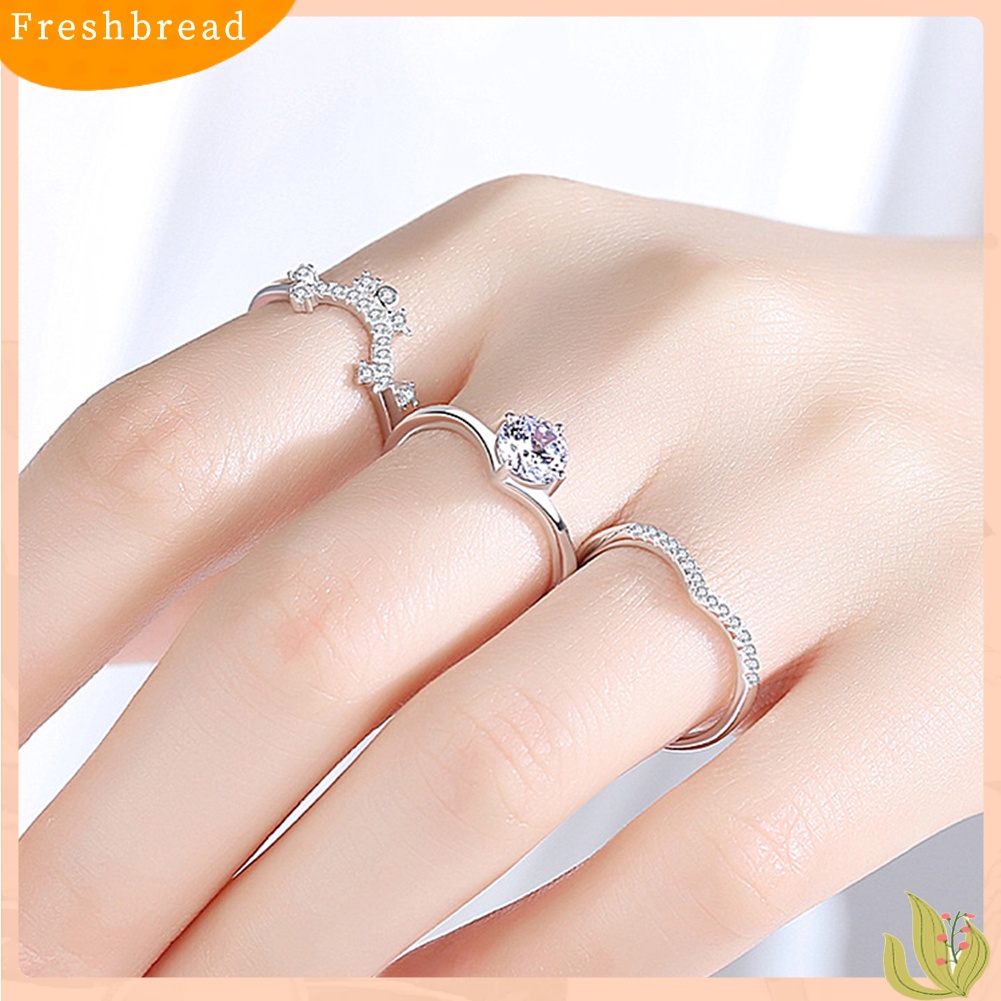 &lt; Freshbread &gt; 3in1 Couple Fashion Perak Berlapis Mahkota Jari Cincin Pesta Perhiasan Aksesori