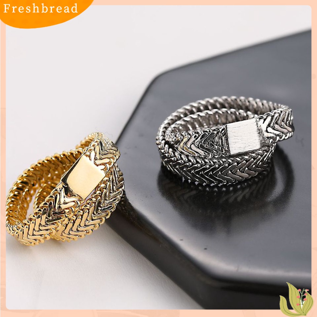 &lt; Freshbread &gt; Simple Snake Bone Chain Copper Double Layer Stack Cross Ring Cincin Jari Untuk Tanggal