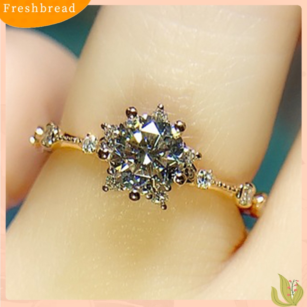 &lt; Freshbread &gt; Wanita Zirkon Bersinar Snowflake Open-end Ring Retro Circlet Perhiasan Pasangan Hadiah