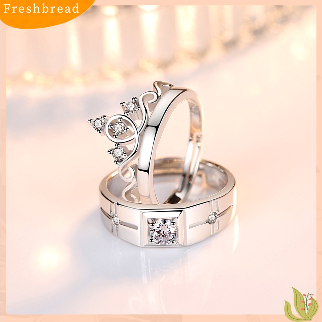 &lt; Freshbread &gt; Cincin Kawin Cinta Romantis Shiny Matching Bentuk Mahkota Pernikahan Circlet Fashion Jewelry