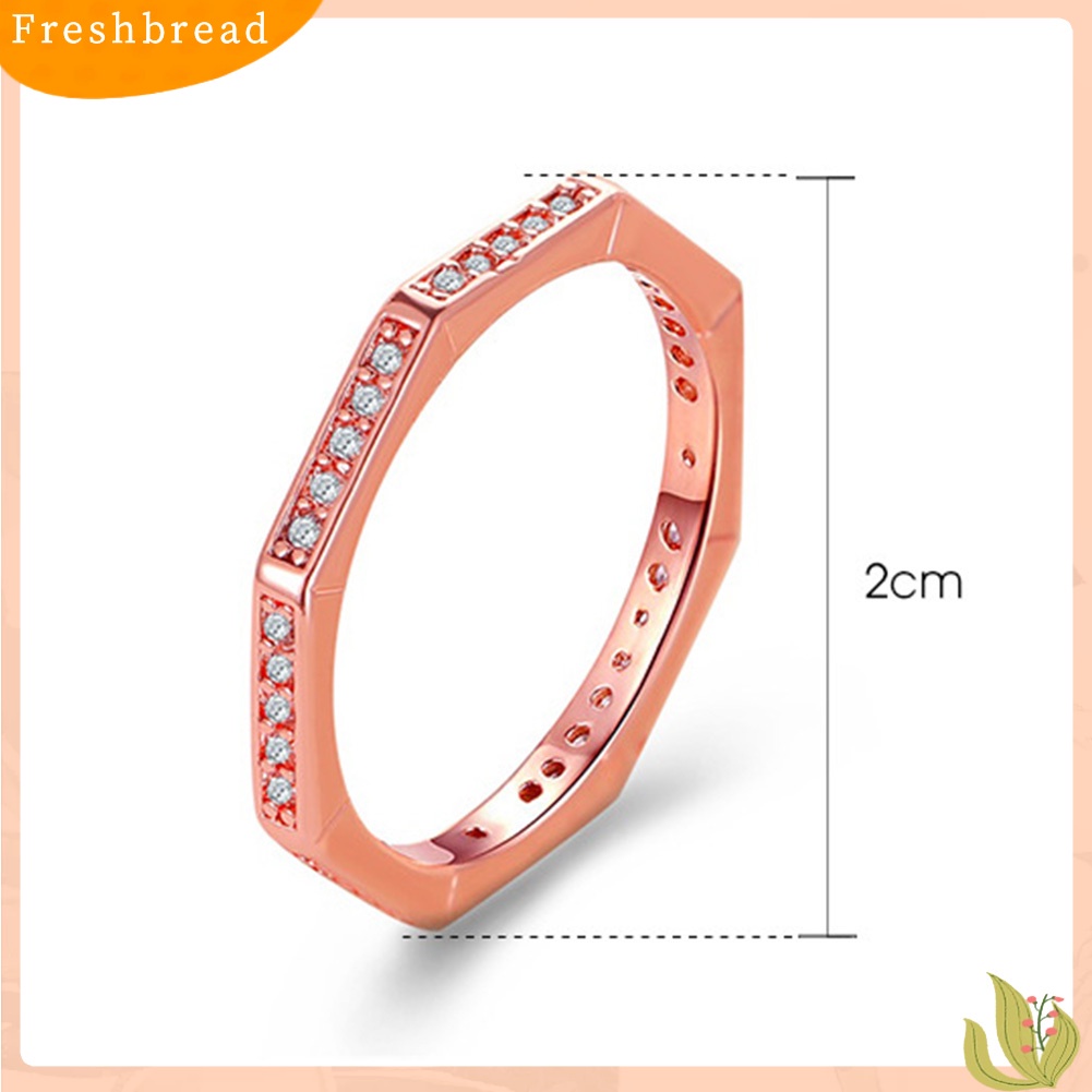 &lt; Freshbread &gt; Pria Wanita Gaya Sederhana Poligon Bentuk Geometris Berlian Imitasi Cincin Perhiasan Hadiah