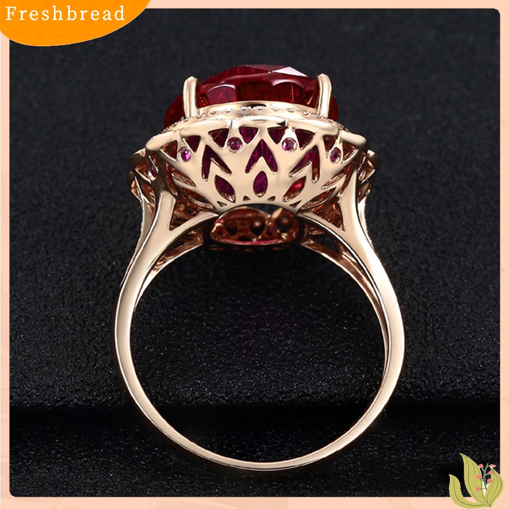 &lt; Freshbread &gt; Mewah Wanita Faux Pigeon Blood Ruby Adjustable Finger Ring Hadiah Perhiasan Pernikahan