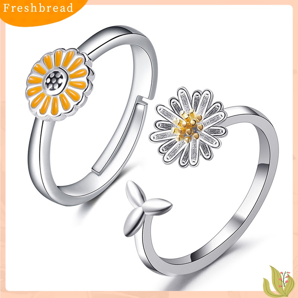 &lt; Freshbread &gt; Wanita Sederhana Marguerite Bentuk Bunga Matahari Pembukaan Adjustable Cincin Perhiasan Decor