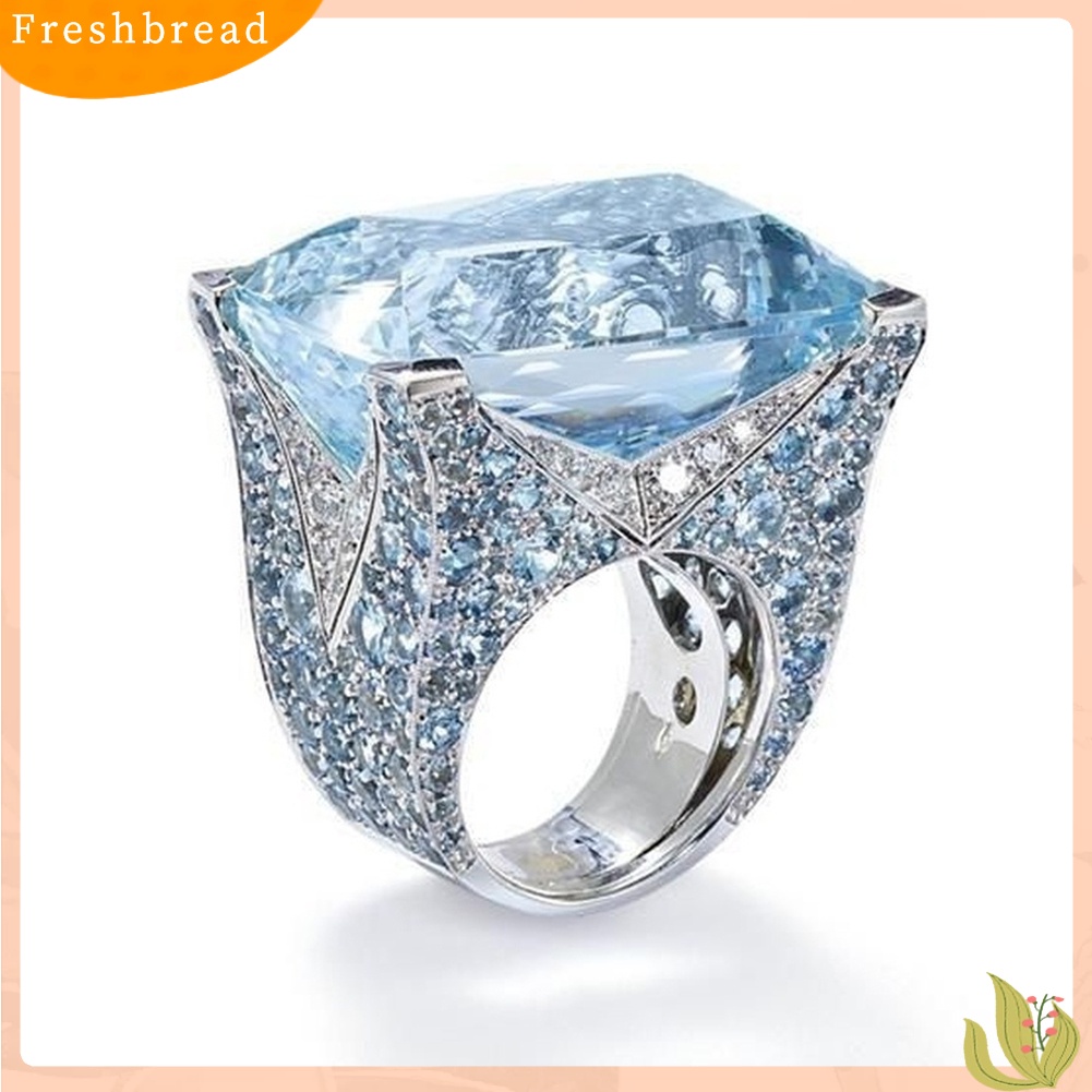 &lt; Freshbread &gt; Sparkling Women Cubic Zirconia Cincin Pengantin Pernikahan Pertunangan Pesta Perhiasan Hadiah