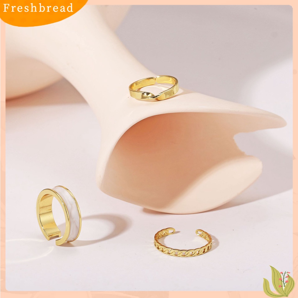 &lt; Freshbread &gt; 3Pcs/Set Cincin Jari Cincin Wanita Halus Terbuka Menawan Mengkilap Dapat Disesuaikan Untuk Pacaran