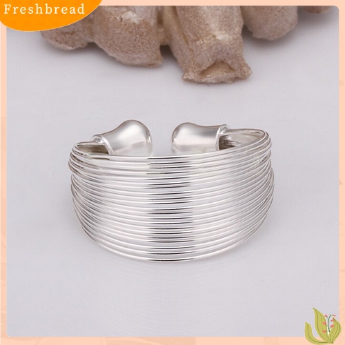 &lt; Freshbread &gt; Fashion Multilayer Rantai Cincin Wanita Perak Berlapis Lebar Band Adjustable Open Ring