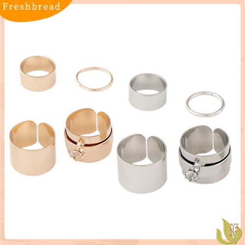 &lt; Freshbread &gt; 4x Wanita Pria Punk Tumpuk Polos Diatas Knuckle Ring Midi Finger Band Rings Set