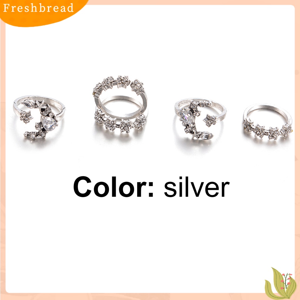 &lt; Freshbread &gt; 5Pcs Cincin Berlian Imitasi Ringan Bahan Alloy Cincin Jari Untuk Club