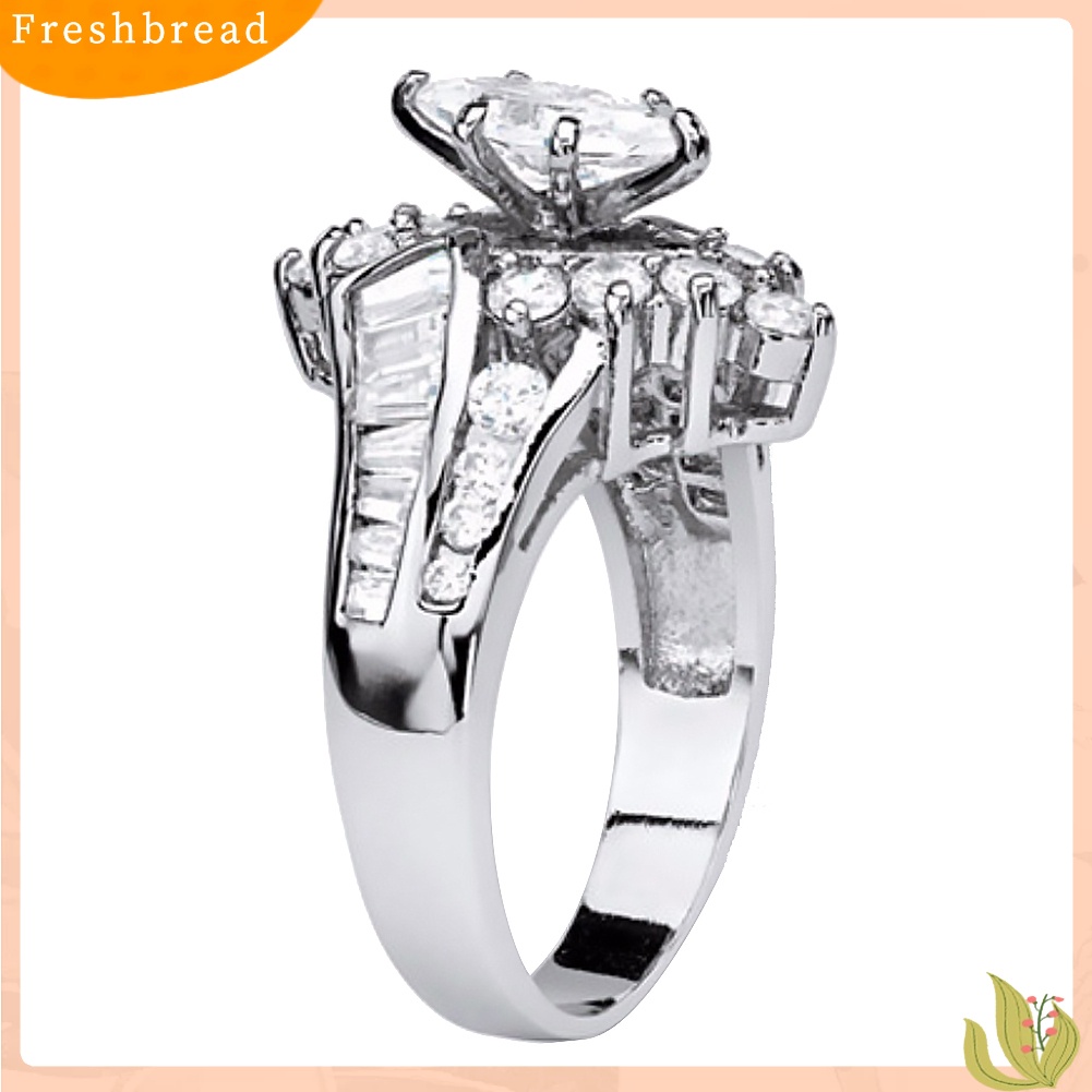 &lt; Freshbread &gt; Wanita Marquise Cut Cubic Zirconia Engagement Anniversary Jari Cincin Perhiasan