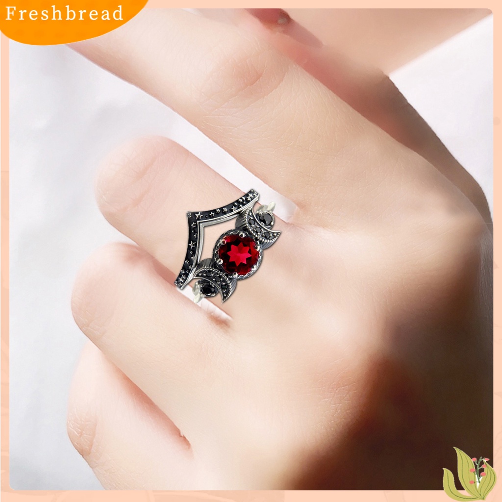 &lt; Freshbread &gt; Wanita Cincin Indah Kenyamanan Cocok Paduan Triple Bulan Dewa Janji Cincin Hadiah Anniversary