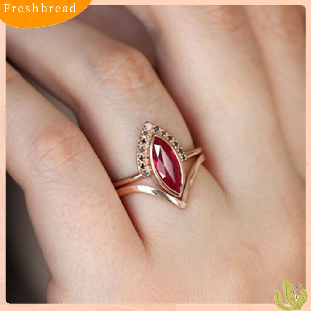 &lt; Freshbread &gt; Cincin Wanita Merah Berlian Imitasi Gaya Vintage Classic Pasangan Knuckle Ring Untuk Pernikahan