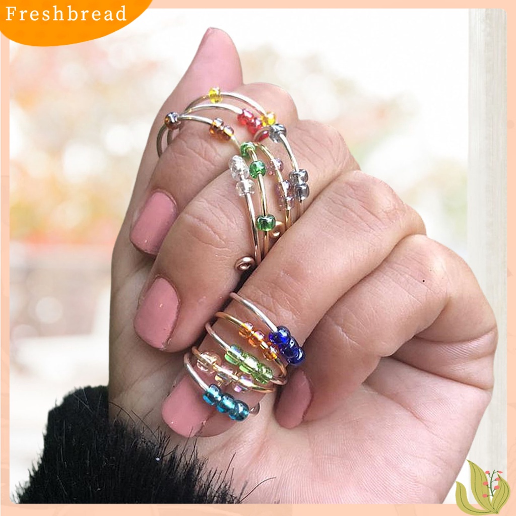 &lt; Freshbread &gt; 5Pcs Manik-Manik Kaca Spiral Coil Tunggal Tembaga Berputar Anti-Stres Pembukaan Fidget Rings Untuk Kehidupan Sehari-Hari