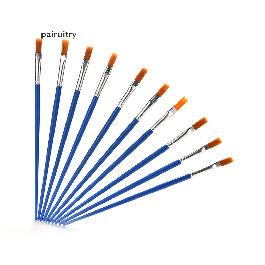 Prt 10pcs/Set Kuas Cat Set New Nylon Blue Brush Kid Watercolor Gambar Paing PRT