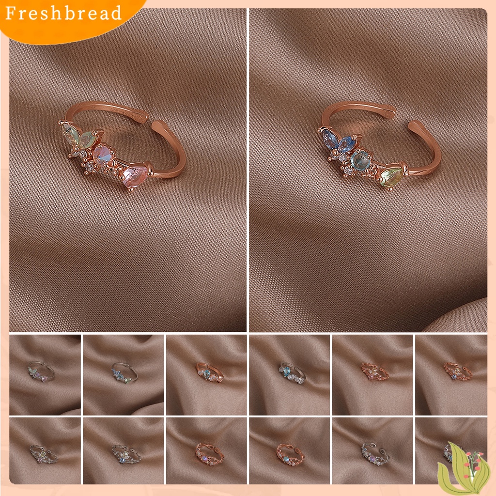 &lt; Freshbread &gt; Wanita Cincin Geometris All-match Hadiah Anniversary Open-end INS Mutiara Imitasi Shell Bunga Berlian Imitasi Cincin Untuk Pakaian Sehari-Hari