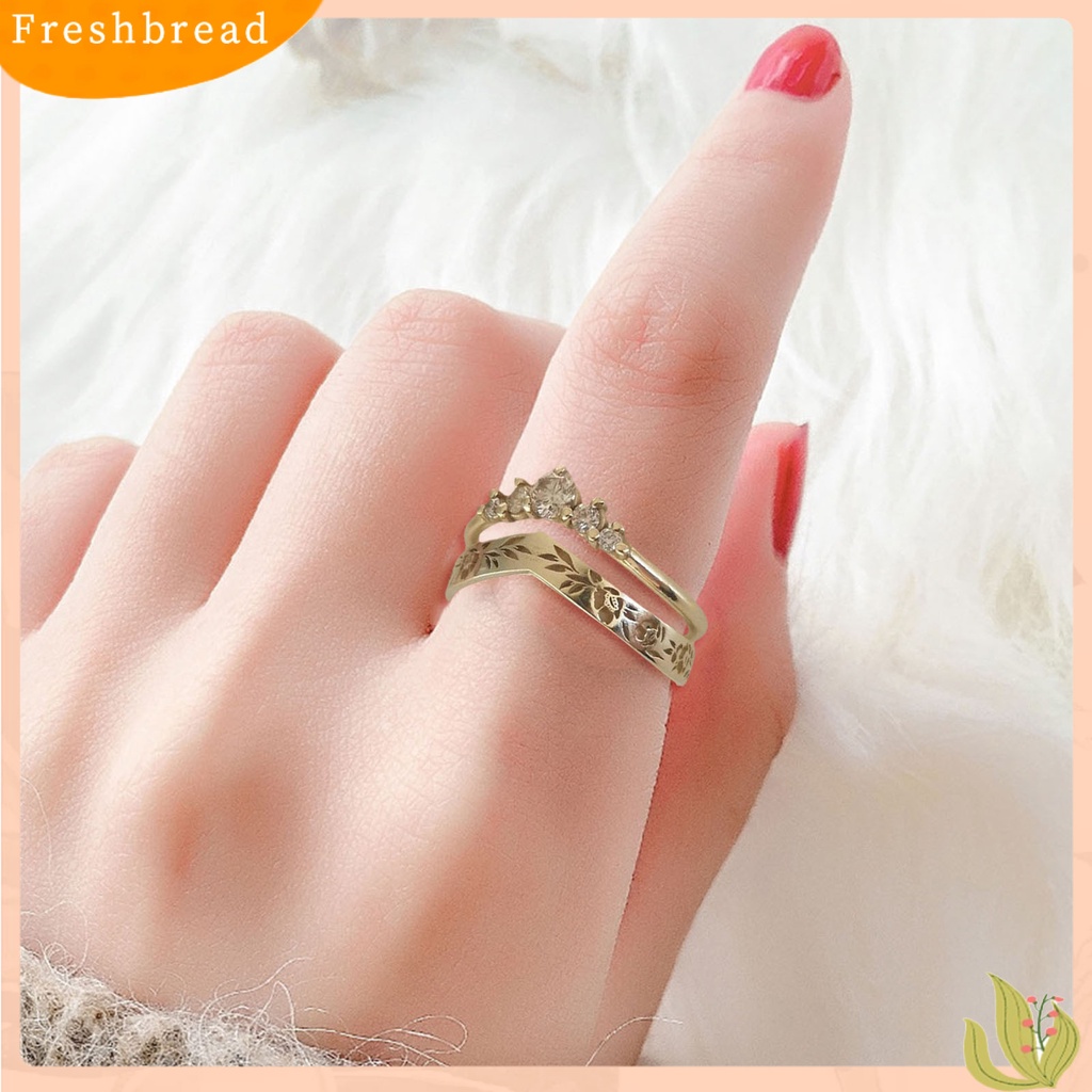 &lt; Freshbread &gt; 1pasang Finger Circlet Warna Solid Romantis V Shape Garland Shape Matching Women Circlet Set Hadiah Pernikahan