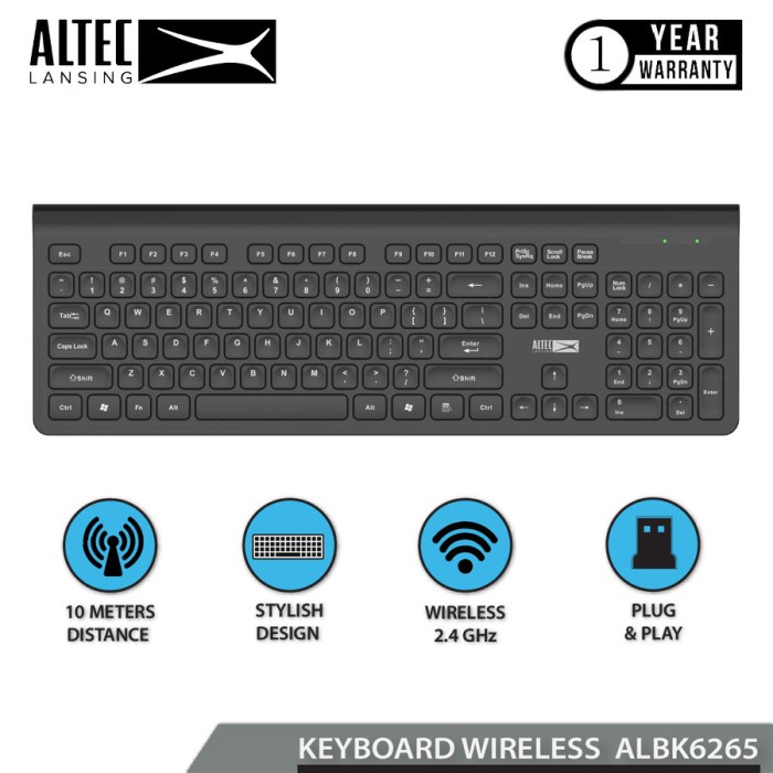 Altec Lansing Keyboard Wireless ALBK6265 Keyboard