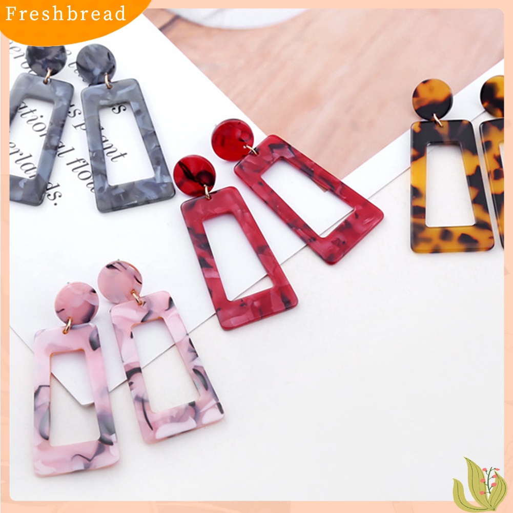 &lt; Freshbread &gt; Fashion Berongga Persegi Panjang Pernyataan Wanita Geometris Stud Earrings Perhiasan Hadiah