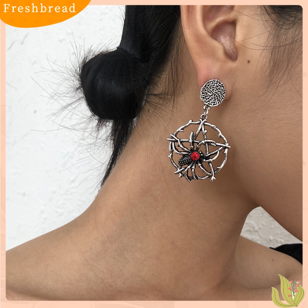 &lt; Freshbread &gt; 1pasang Menjuntai Anting-Anting Vintage Anti-Karat Alloy Pengerjaan Halus Indah Jaring Laba Laba-Laba Menjuntai Anting-Anting Untuk Pesta