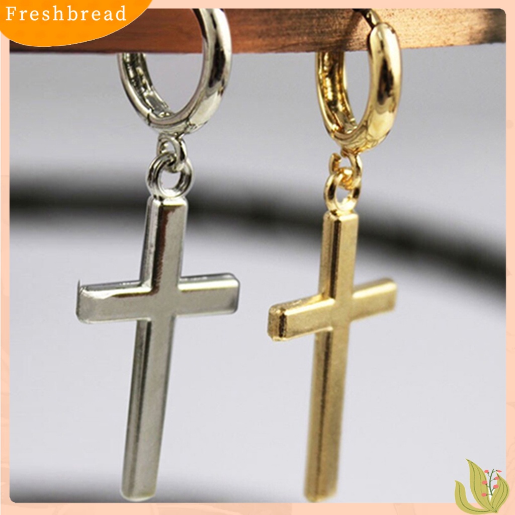 &lt; Freshbread &gt; Anting Indah Bahan Alloy Pudar Permukaan Halus Bentuk Salib Perhiasan Wanita Untuk Pesta