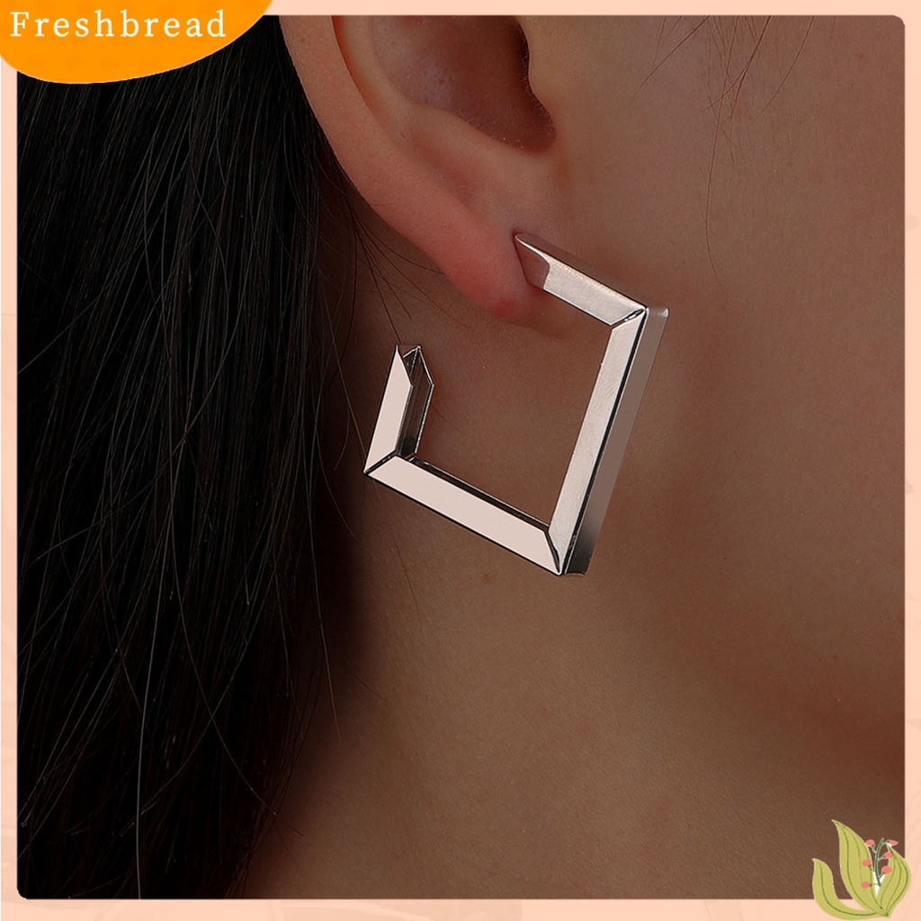 &lt; Freshbread &gt; 1pasang Anting Tusuk Bentuk Rhombic Ins Style Jewelry Plated Geometric Drop Earrings Untuk Pesta