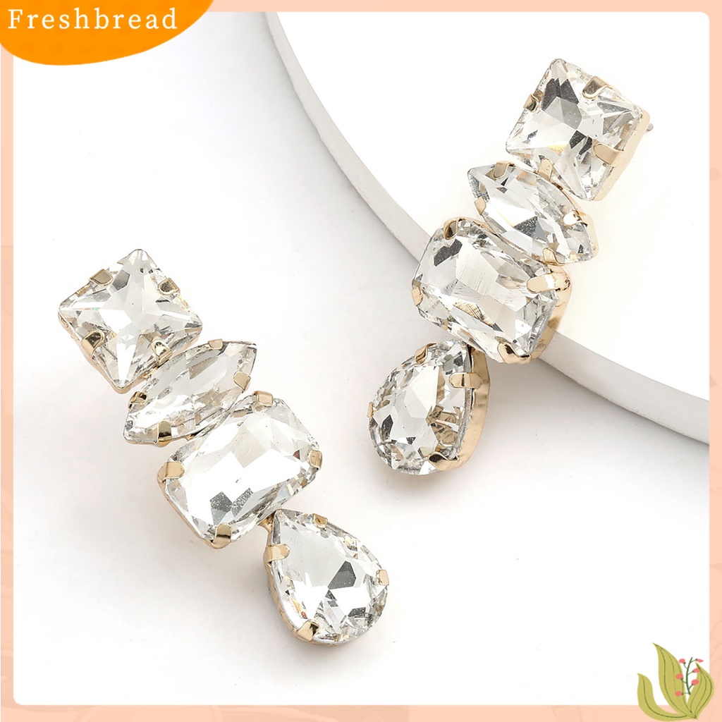 &lt; Freshbread &gt; 1pasang Tindik Bersinar Indah Anting Pejantan Bentuk Tetesan Air Berlian Imitasi Wanita Anting Perhiasan Pernikahan