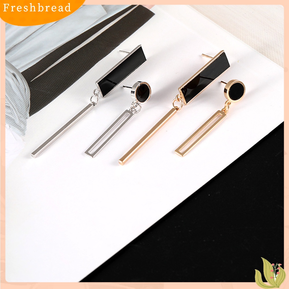 &lt; Freshbread &gt; Anting Bar Bulat Persegi Panjang Asimetris Wanita Unik Perhiasan Cocktail Perjamuan