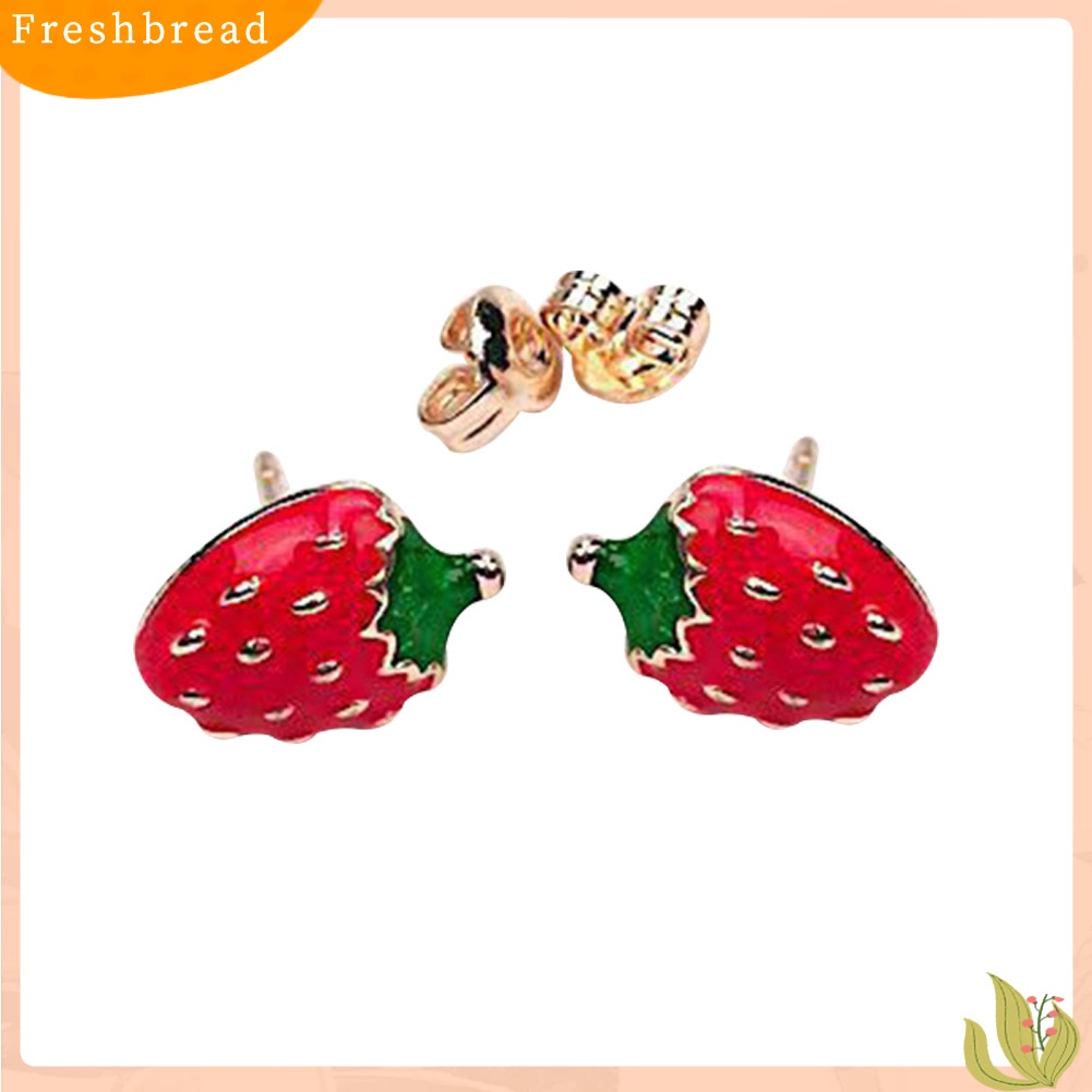 &lt; Freshbread &gt; Lucu Wanita Buah Strawberry Semangka Ladybird Ear Stud Earrings Perhiasan Hadiah