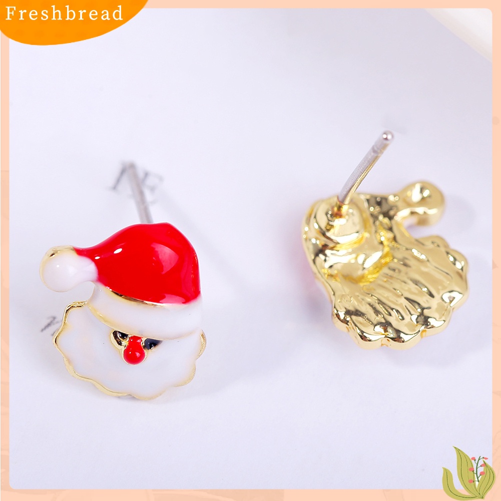 &lt; Freshbread &gt; Wanita Kreatif Natal Snowflake Candy Cane Stud Earrings Perhiasan Pesta Xmas