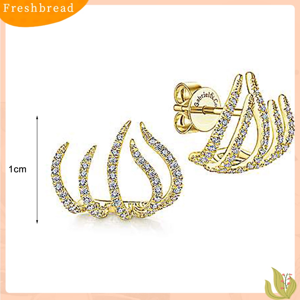 &lt; Freshbread &gt; 1pasang Anting Pejantan Wanita Berkilau Indah Berlebihan Bentuk Cakar Disabit Lady Earrings Perhiasan Wanita