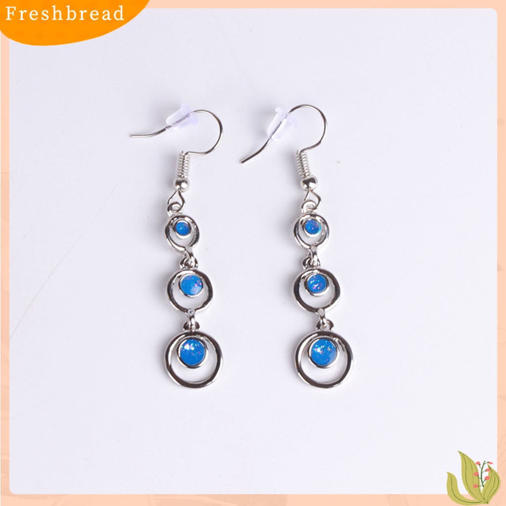 &lt; Freshbread &gt; 1pasang Anting Wanita Panjang Simetris Bulat Hoop Eye-catching Menjuntai Earrings Untuk Prom