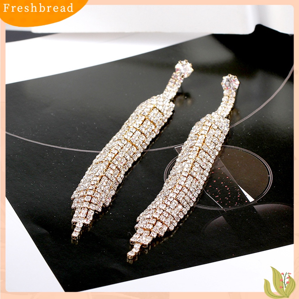 &lt; Freshbread &gt; Menjuntai Anting Rumbai Panjang Hias Temperamen Mewah Perhiasan Hadiah Aksesori Fashion Wanita Berlian Imitasi Mengkilap Pesta Drop Earrings Untuk Pacaran