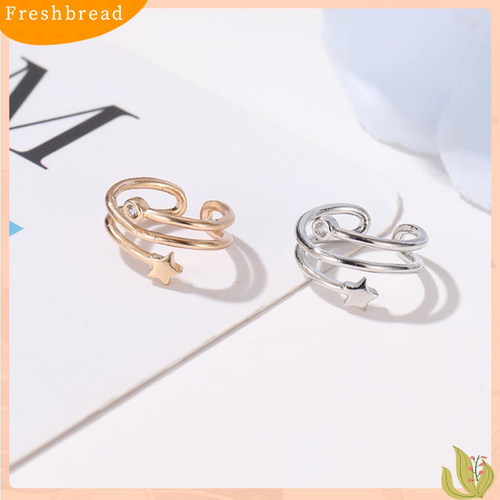 &lt; Freshbread &gt; 1Pc Wanita Berlian Imitasi Hias Bintang Telinga Manset Klip On Anting Pesta Perhiasan Hadiah