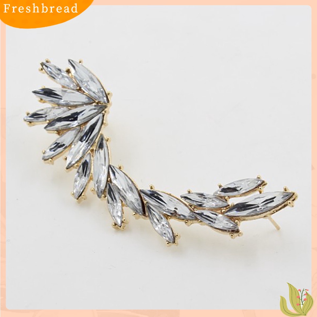 &lt; Freshbread &gt; 1Pc Klip Anting Boho Daun Berlian Imitasi Berlebihan Tahan Lama Berkilau Manset Telinga Untuk Pesta