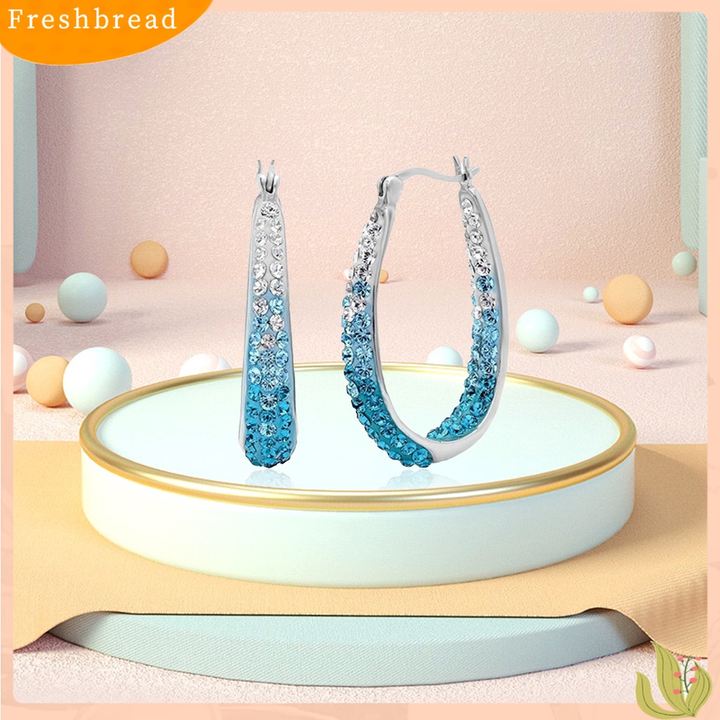 &lt; Freshbread &gt; 1pasang Anting Hoop Hias Berlian Imitasi Bahan Alloy Valentine Day Huggie Earrings Untuk Wanita