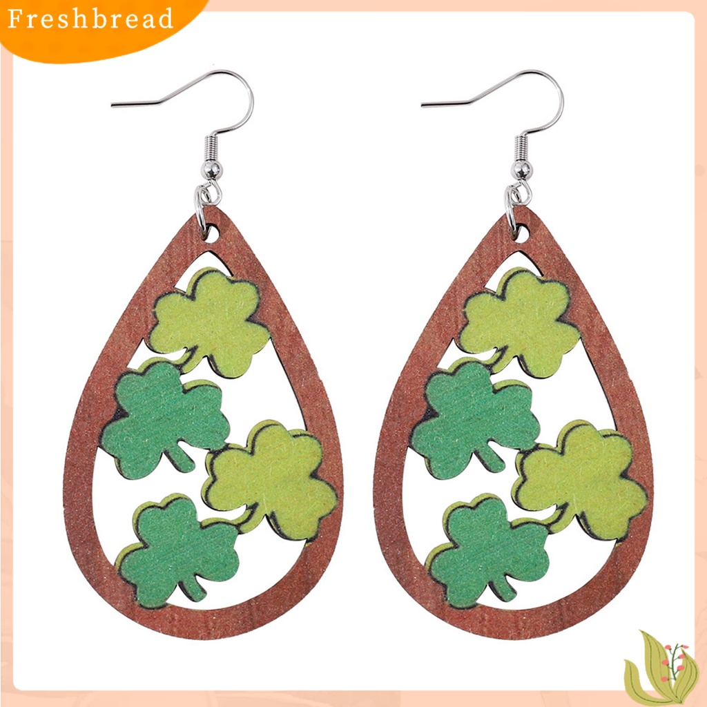 &lt; Freshbread &gt; 1pasang Drop Anting Tindik Bentuk Geometris Liontin Pengerjaan Halus Indah Telinga Dekorasi Perhiasan Fashion St Anting Patricks Day Clovers Green Rainbow