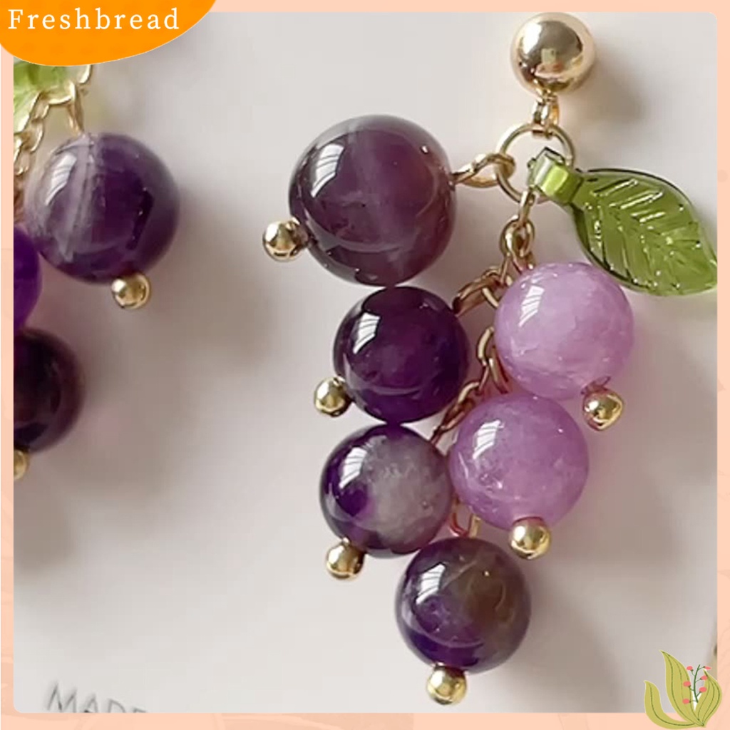 &lt; Freshbread &gt; 1pasang Hidup Menawan Menjuntai Anting Paduan Indah Buah Anggur Drop Stud Earrings Perhiasan Acessories