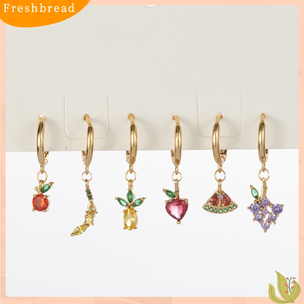 &lt; Freshbread &gt; 1Pc Anting Menjuntai Anggur Warna-Warni Berlian Imitasi Perhiasan Anting Hoop Buah Untuk Pakaian Sehari-Hari