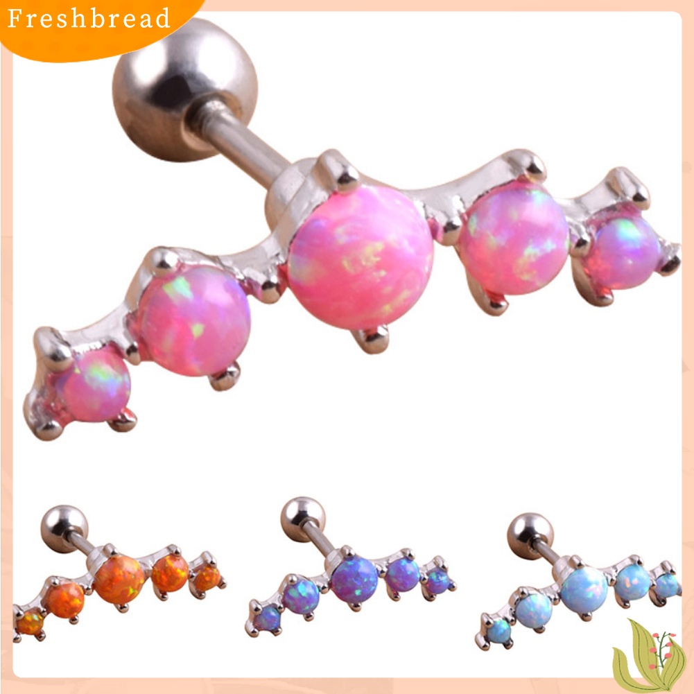 &lt; Freshbread &gt; 1Pc Wanita Faux Opal Cartilage Ear Stud Earrings Helix Tragus Piercing Perhiasan