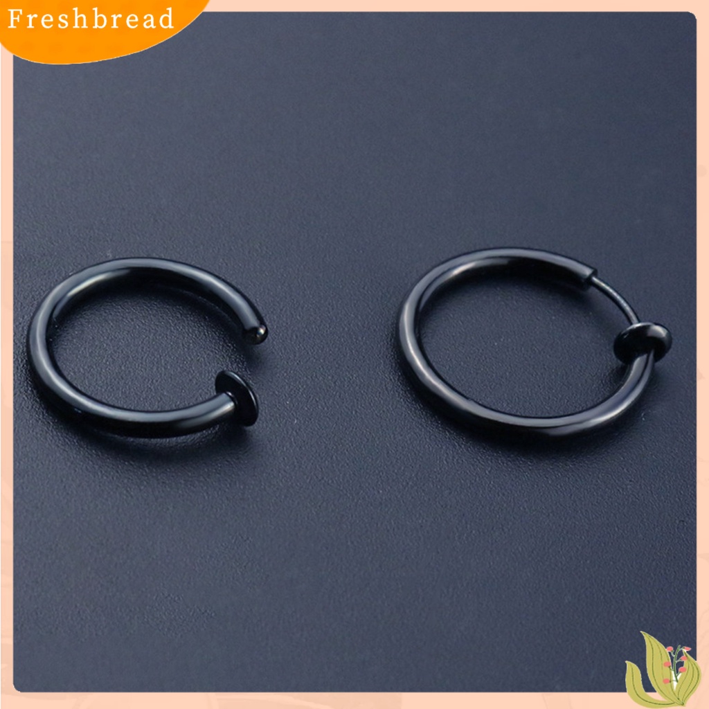 &lt; Freshbread &gt; 1Pc Unisex Keren Anting Bulat Non Tindik Telinga Hoop Earring Clip Untuk Pakaian Sehari-Hari