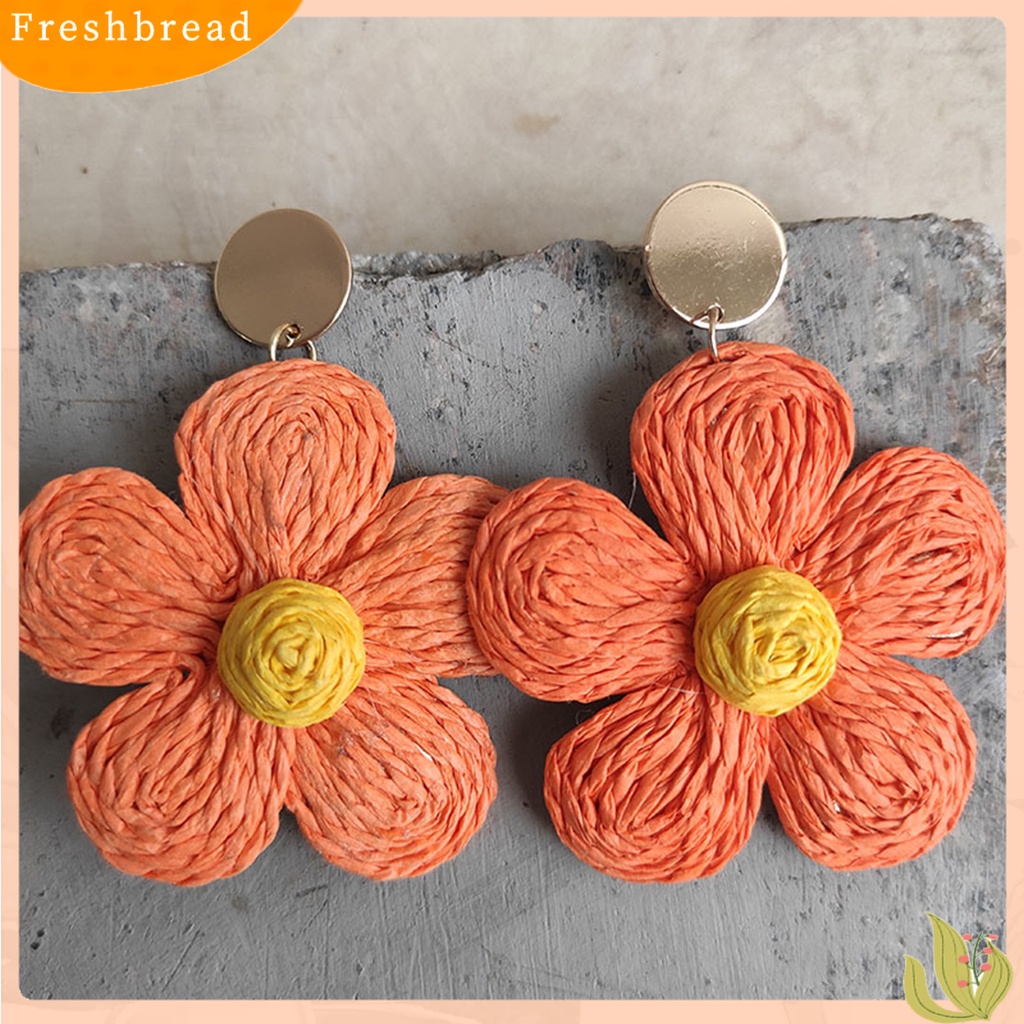 &lt; Freshbread &gt; 1pasang Anting Wanita Bunga Warna Cerah Perhiasan Gaya Liburan Floral Drop Earrings Untuk Liburan