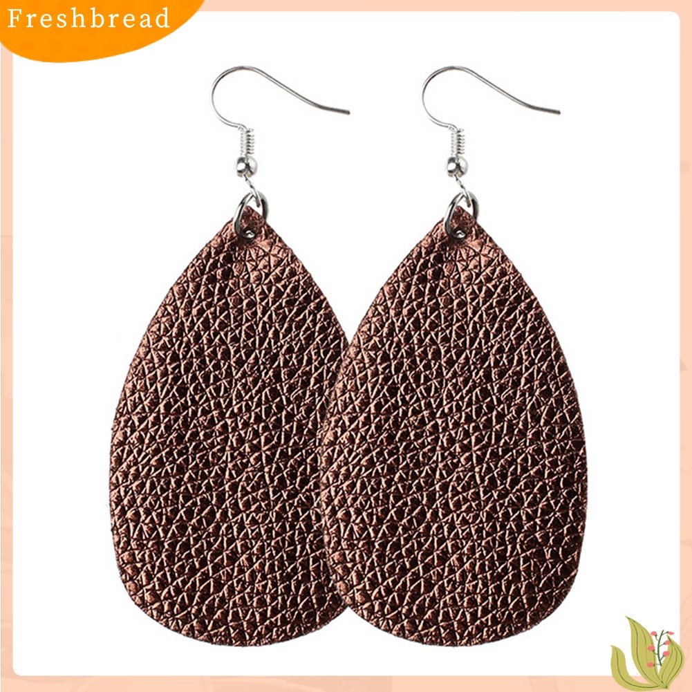 &lt; Freshbread &gt; Wanita Tekstur Leci Kulit Imitasi Bucket Drop Hook Anting Hadiah Perhiasan Pesta