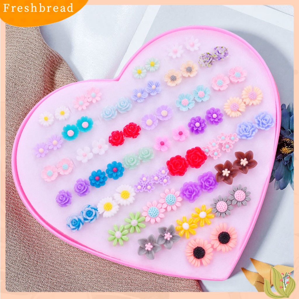 &lt; Freshbread &gt; 36pasang Wanita Ear Studs Set Shining Multiwarna Kartun Ringan Tidak Bahaya Hias Stainless Bentuk Berbeda Stud Earrings Set Hadiah