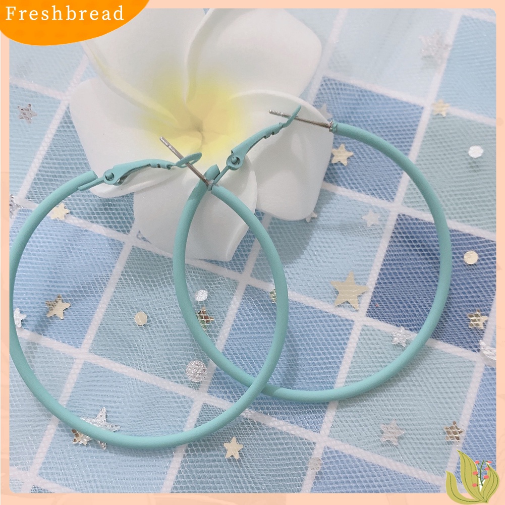 < Freshbread > Kreatif Lingkaran Besar Pesona Anting Hoop Warna Permen Wanita Pesta Perhiasan Hadiah